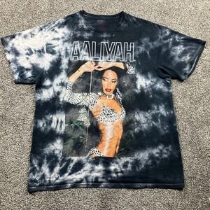 Vintage Aaliyah Shirt Size Large Graphic Tie Dye Faded Hip Hop Rap Y2K 90s